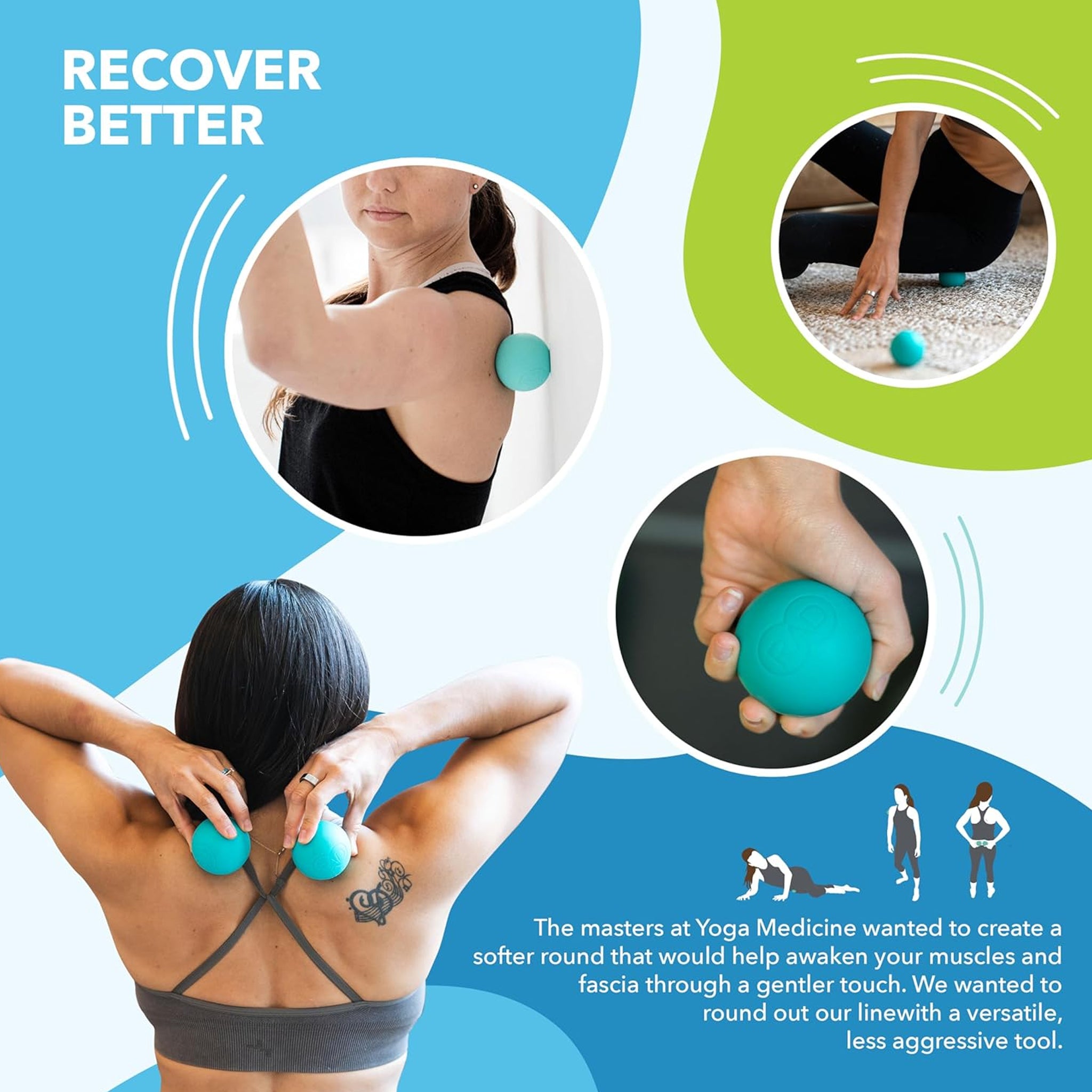 RAD Recovers Route des boules de libération myofasciale (ensemble de 2) - Boules de thérapie extra-douce pour les douleurs au dos avant bras et cou - boules de massage des tissus profonds pour pieds - boules de point de pression Boules de yoga
