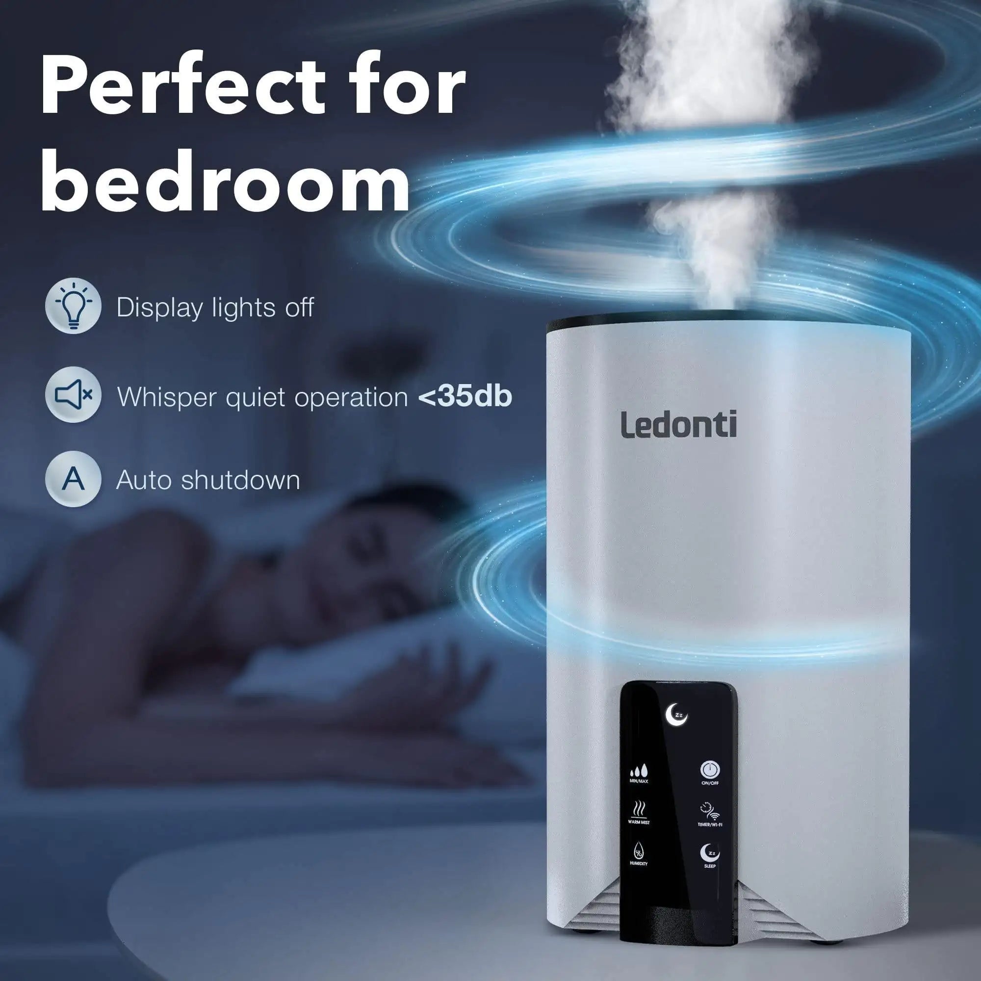 ContrĂ´le WiFi Humidificateurs pour la double brume de chambre Ă coucher (frais et chaleureux)! Humidificateur 4L