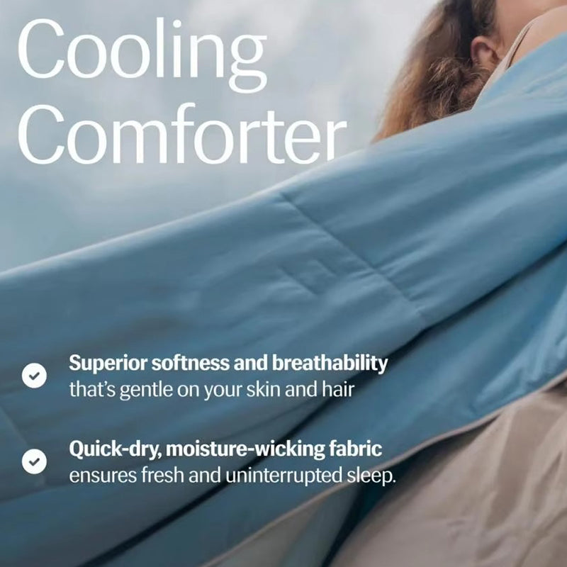 Couette rafraîchissante REST® Evercool® pour lit double ou queen size pour les dormeurs chauds Literie toutes saisons pour rester au frais en cas de transpiration nocturne Couverture légère et respirante 90"x90" Pouces Bleu Aqua