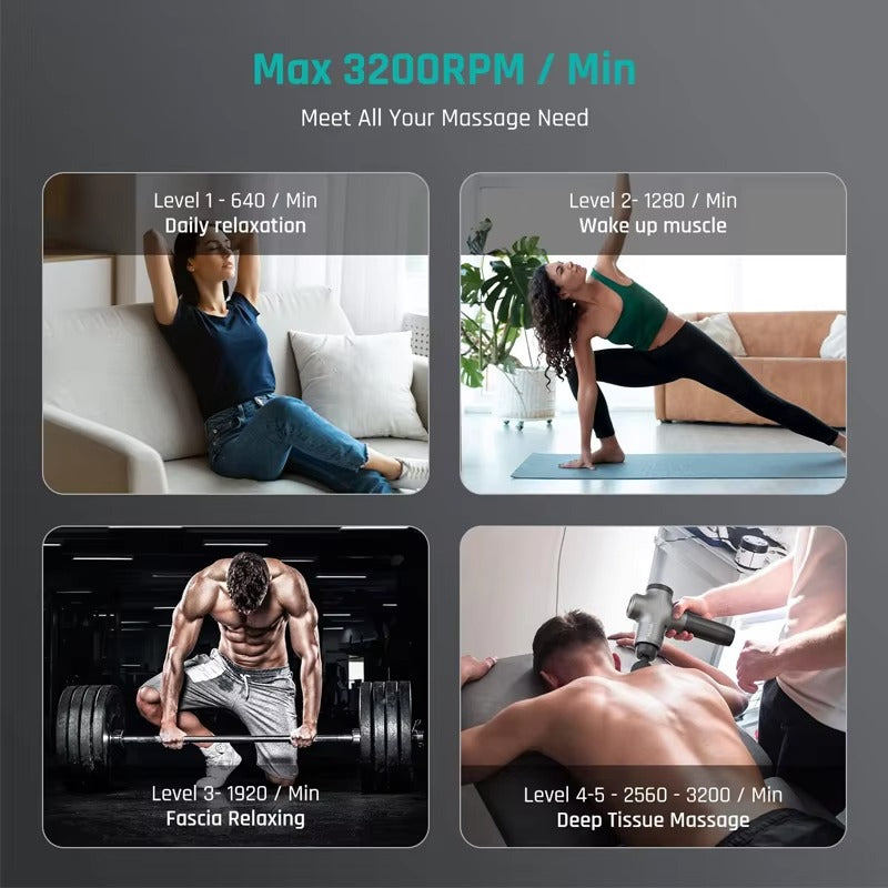 Mebak 3 Massage Gun Massage Gun Tissue Deep For Athletes Athlètes Muscle Muscle Percussion Massage Massage Gun Massageur Pun pour la jambe Borde Back Corps Doulangère Poule Portable Portable Masseur Sport pour lui