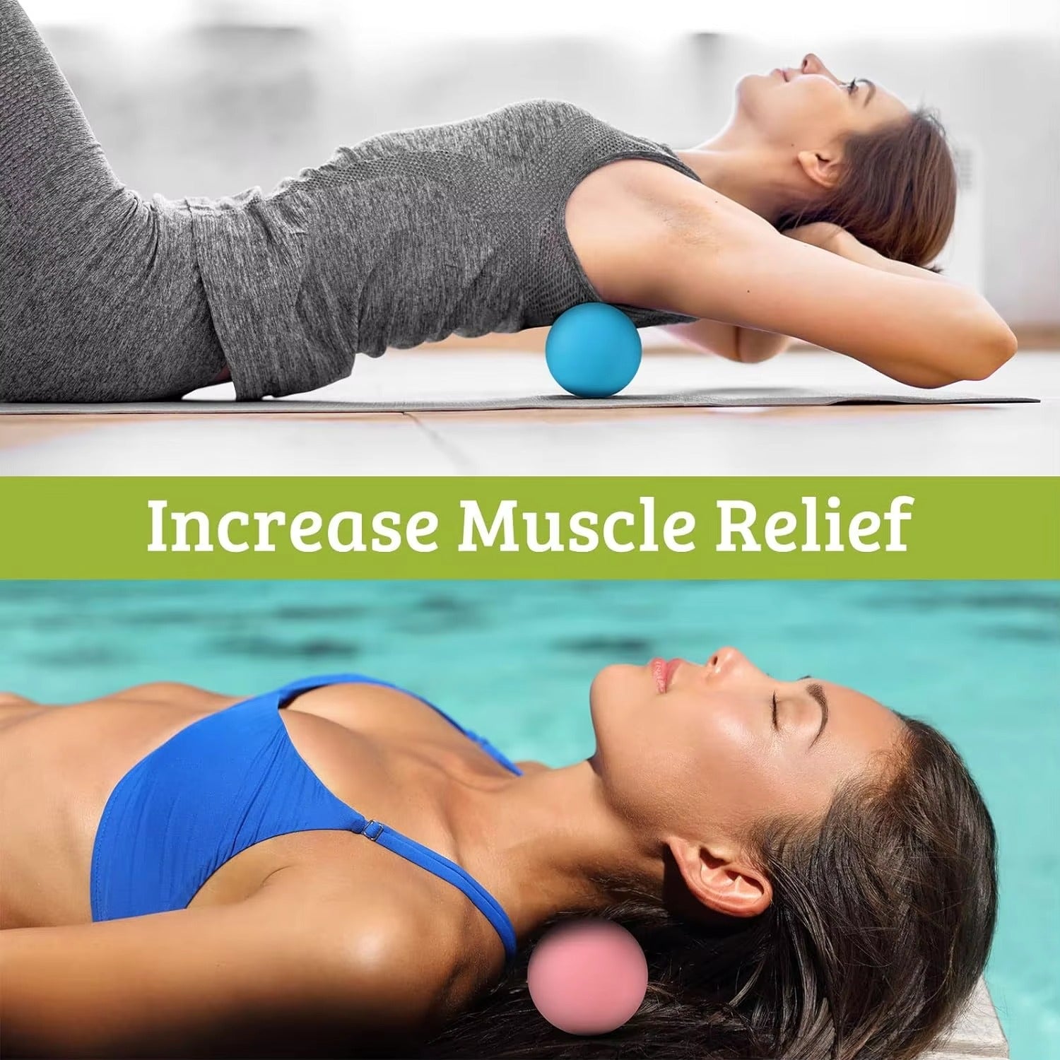 Boules de crosse de massage en silicone pour les nœuds musculaires de thérapie par point de déclenchement et physiothérapie. Ensemble de 2 balles avec sac de transport. Sans latex. Idéal pour le massage des tissus profonds et la libération myofasciale
