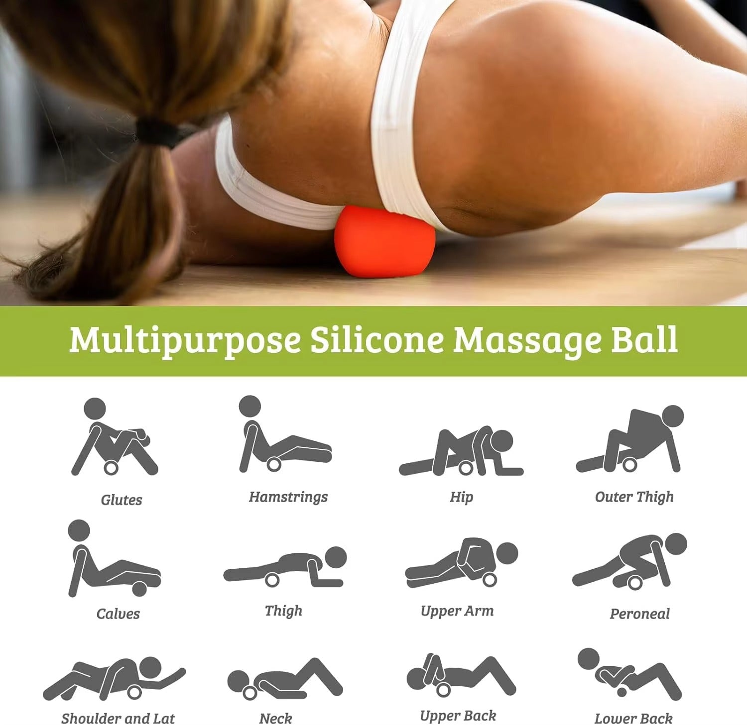 Boules de crosse de massage en silicone pour les nœuds musculaires de thérapie par point de déclenchement et physiothérapie. Ensemble de 2 balles avec sac de transport. Sans latex. Idéal pour le massage des tissus profonds et la libération myofasciale