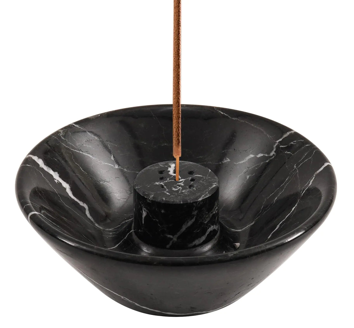 Porte-encens en marbre Radicaln noir 5.5" Porte-encens fait main en pouces avec 9 trous pour bâtonnets d'encens - Idéal pour la décoration de la pièce - Bâtonnets d'encens - Cendriers d'intérieur - Brûleur d'encens
