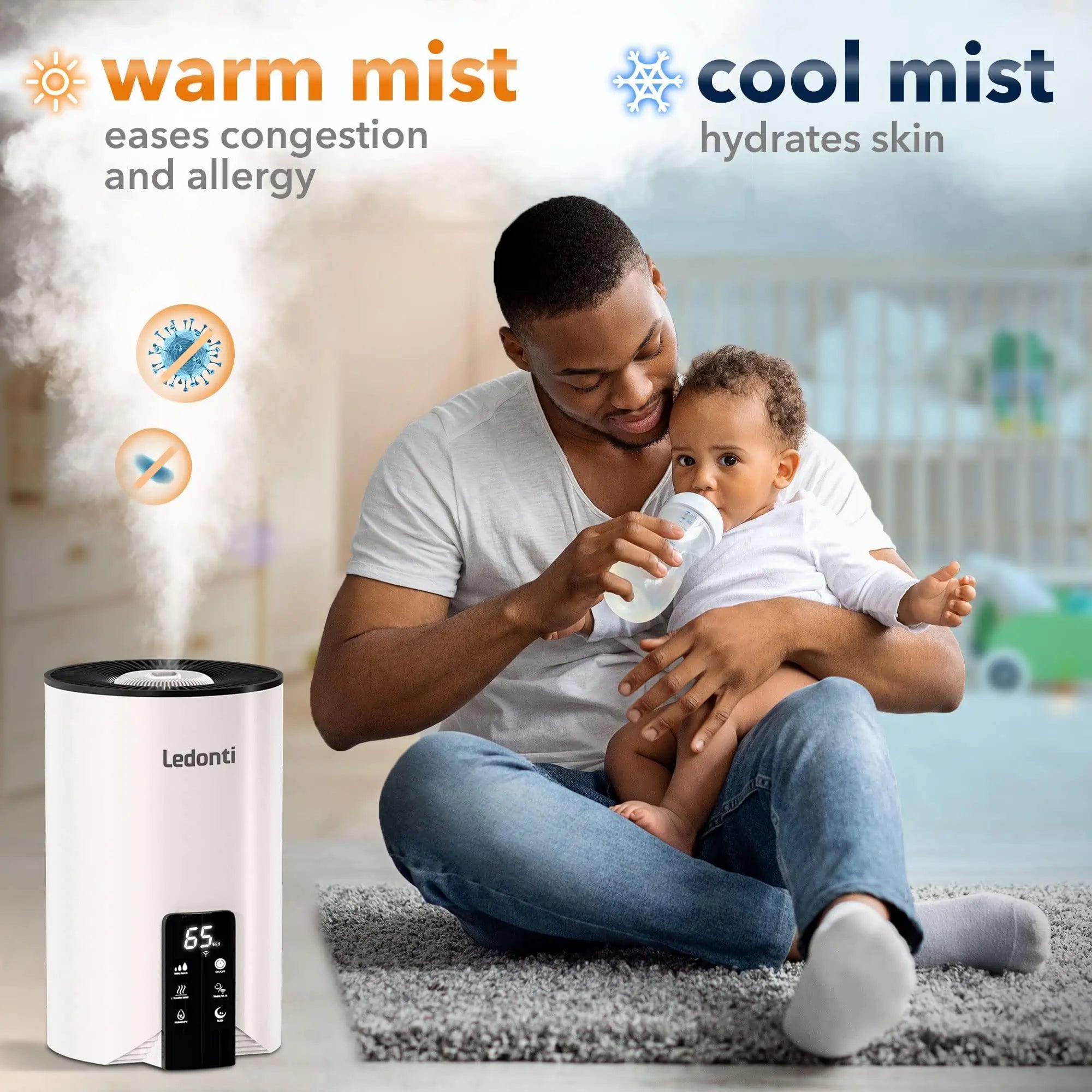 Contrôle WiFi Humidificateurs pour la double brume de chambre à coucher (frais et chaleureux)! Humidificateur 4L