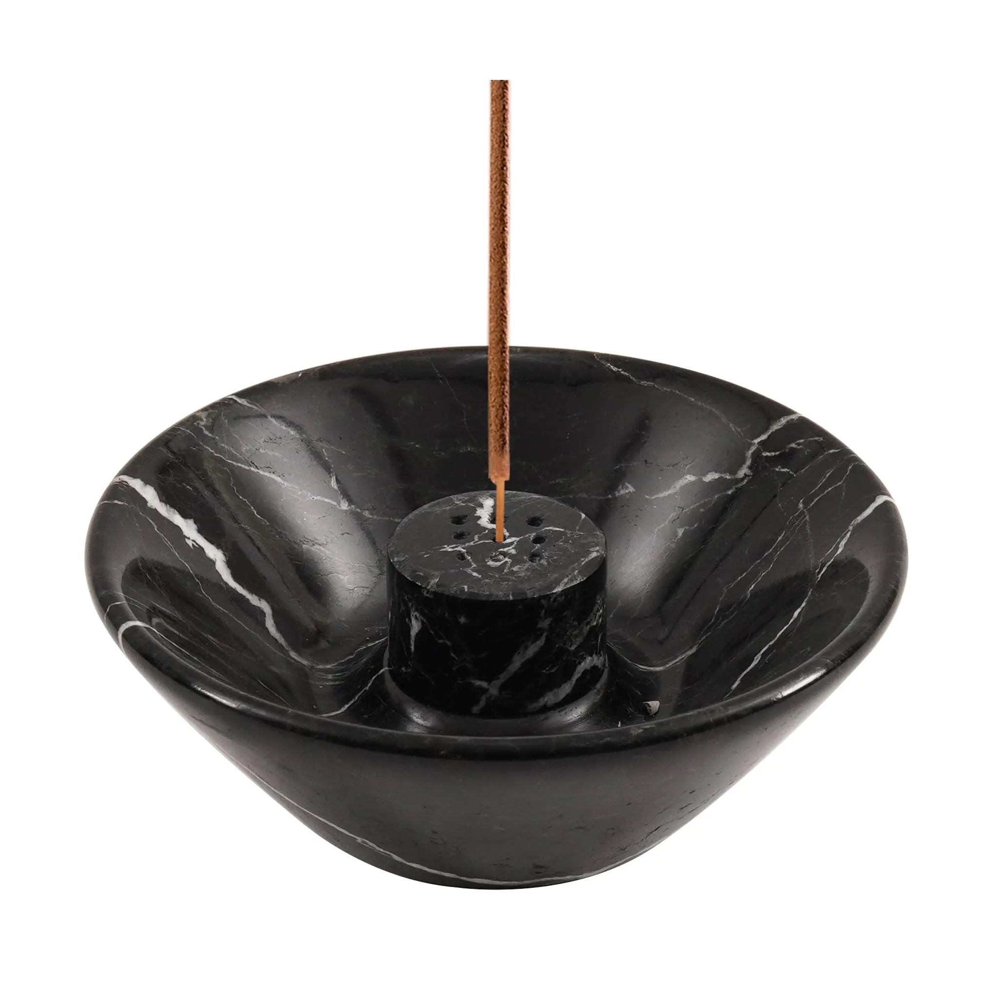 Porte-encens en marbre Radicaln noir 5.5" Porte-encens fait main en pouces avec 9 trous pour bâtonnets d'encens - Idéal pour la décoration de la pièce - Bâtonnets d'encens - Cendriers d'intérieur - Brûleur d'encens