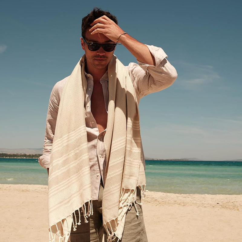 Smyrne Turc Cotton Heritage Series Turkish Beach Turkish Beach Surdimensione 37x71 pouces Extra Large Sand sec de la plage gratuite de sable gratuit