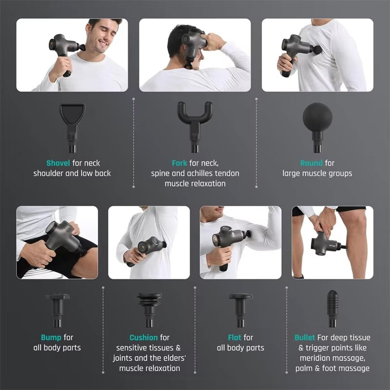 Mebak 3 Massage Gun Massage Gun Tissue Deep For Athletes Athlètes Muscle Muscle Percussion Massage Massage Gun Massageur Pun pour la jambe Borde Back Corps Doulangère Poule Portable Portable Masseur Sport pour lui