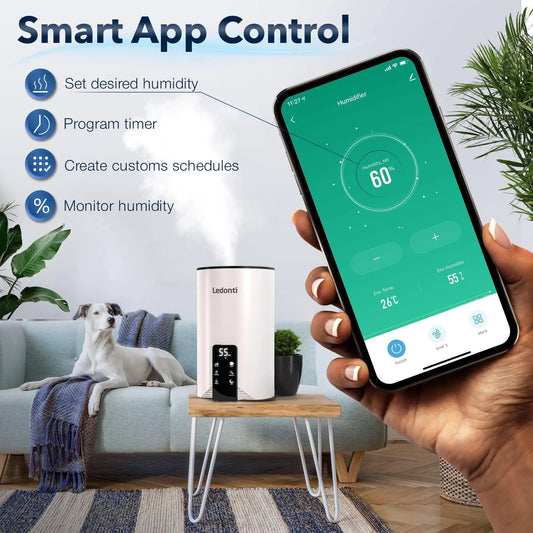 Contrôle WiFi Humidificateurs pour la double brume de chambre à coucher (frais et chaleureux)! Humidificateur 4L