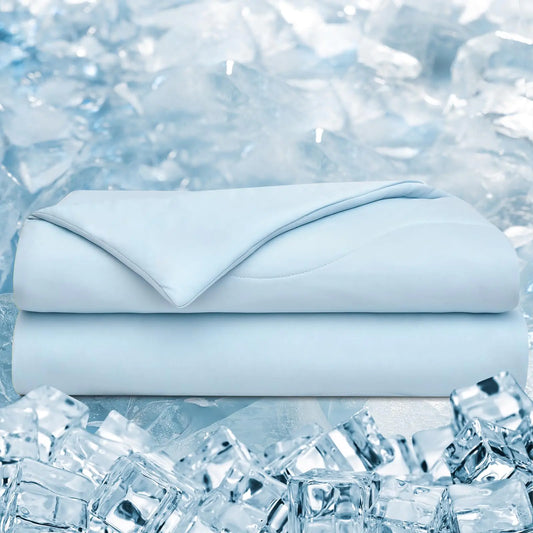 Couette rafraîchissante double PHF King pour les dormeurs chauds Couverture froide double face douce et respirante pour les sueurs nocturnes Absorbe la chaleur corporelle Q-Max&gt; 0,5 Couette d'été légère et fraîche Arc-Chill108"x90"Bleu glacier