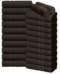 Oakias 100% coton serviettes de salon 24 pack brun - 16 x 27 pouces (pas épreuve de Javel) Anneau filé coton serviettes à main en vrac - hautement absorbant les poils du visage sec spa serviettes de gymnase de gymnase