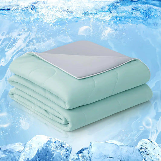 Couette rafraîchissante EASELAND Queen, tissu au toucher froid, absorbe la chaleur corporelle, design double face frais, couverture rafraîchissante douce et moelleuse pour les sueurs nocturnes et les dormeurs chauds (Green Queen(90"x90"))